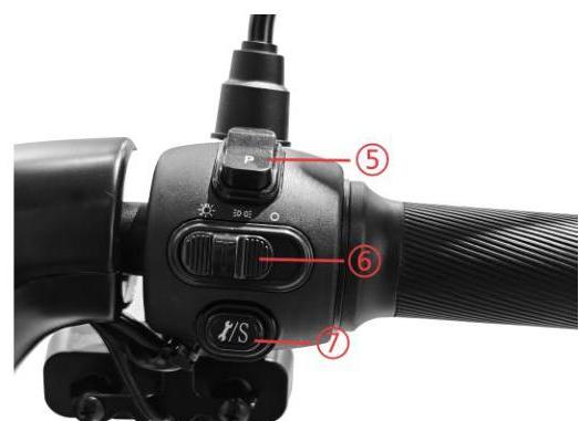 Controles do guidão - Lado direito